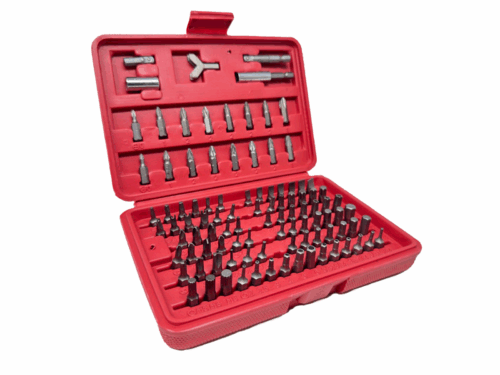 100pc Security Bit Tip kit in red plastic case