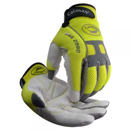 Goat Grain Hi-Vis Reflective Back Knuckle Protection Mechanics Gloves