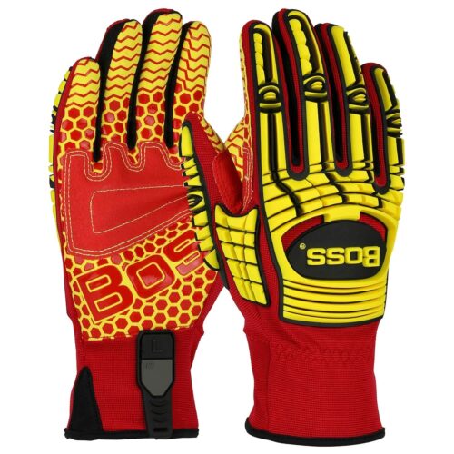Boss Synthetic Leather Palm High Performance Gloves, Silicone Grip, TPR Impact Protection, Cut Level A5, Abrasion A6, Pair