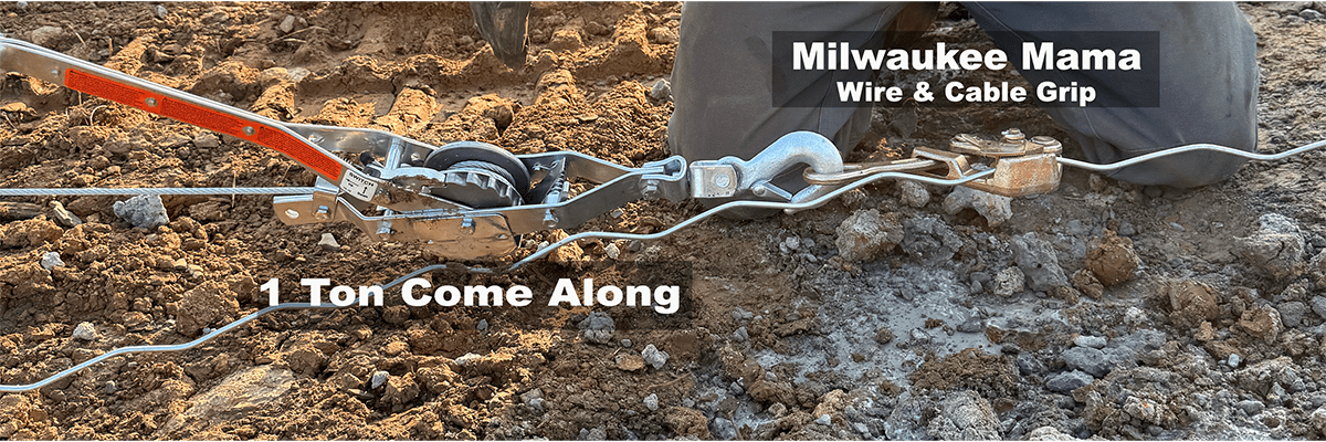 1 ton come along cable puller tensioning fence wire with wire and cable grip on jobsite