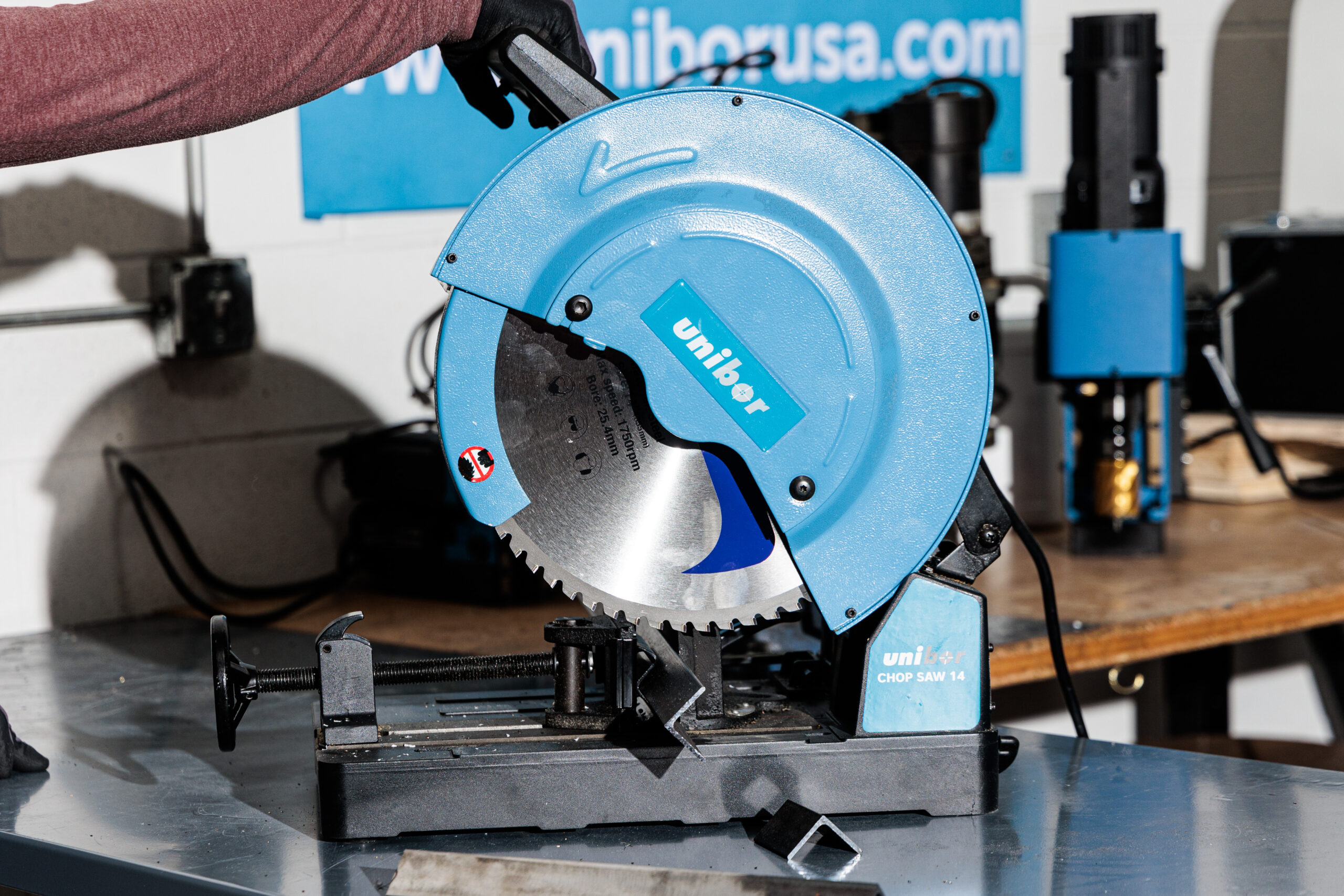 14″ UNIBOR Chop Saw with 14″ CerMet Metal Cutting Blade – Heavy-Duty Cold Cut Saw