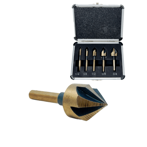 Closeout – 5-Pc HSS 82° Countersink Bit Set (1/4″–3/4″) with Case