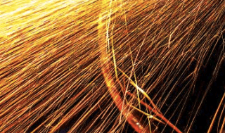 Grinding wheel throwing sparks