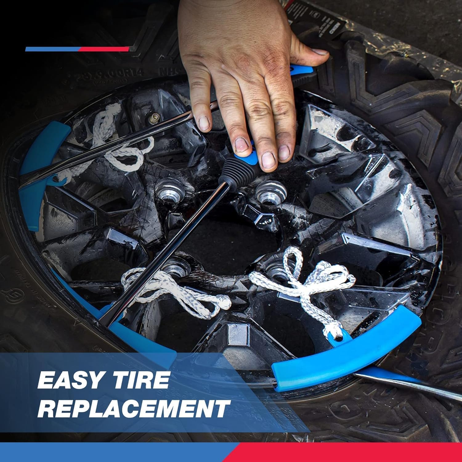 14.5″ Steel Tire Spoon Tool Set – 3 Tire Irons, Rim Protectors, Valve Tool & Cores | Motorcycle & Dirt Bike Tire Changing Kit