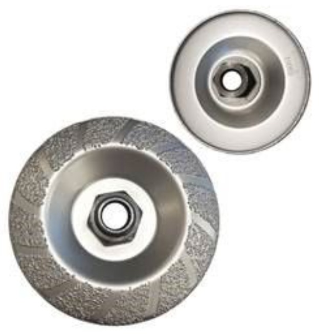 Two silver diamond cup grinding wheels with center mounting holes shown on a clean white background.