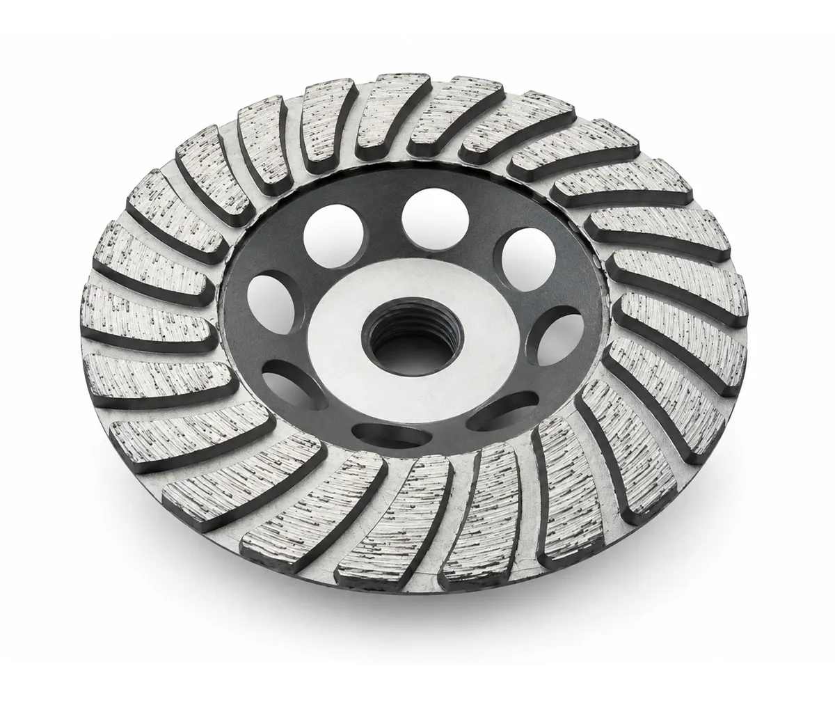 TurboVortex coarse turbo diamond cup wheel for concrete grinding with fan-shaped segments